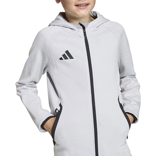 Adidas Tiro Travel Hooded Sweat Full Zip Enfants - Gris Clair