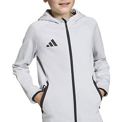 Présentation: Adidas Tiro Travel Hooded Sweat Full Zip Enfants - Gris Clair