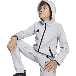 Présentation: Adidas Tiro Travel Hooded Sweat Full Zip Enfants - Gris Clair