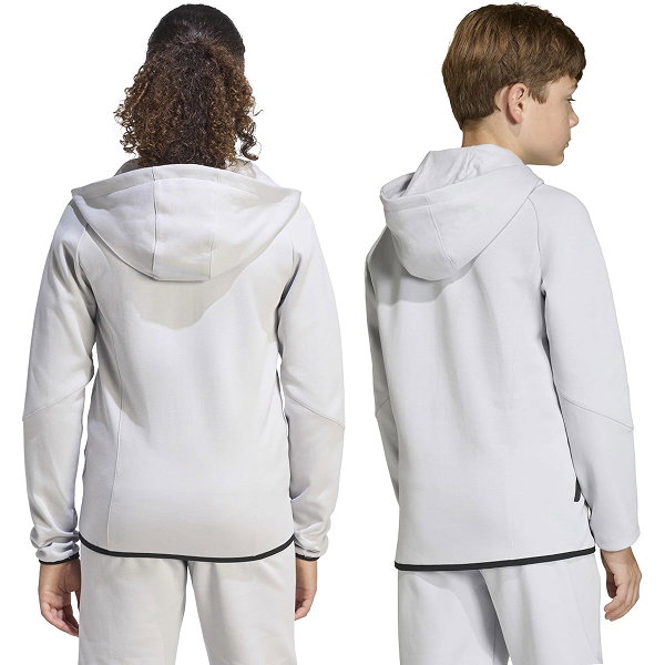 Adidas Tiro Travel Hooded Sweat Full Zip Enfants - Gris Clair