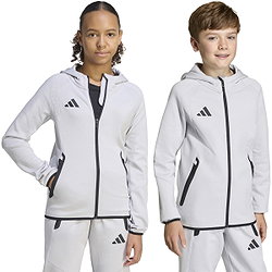Présentation: Adidas Tiro Travel Hooded Sweat Full Zip Enfants - Gris Clair