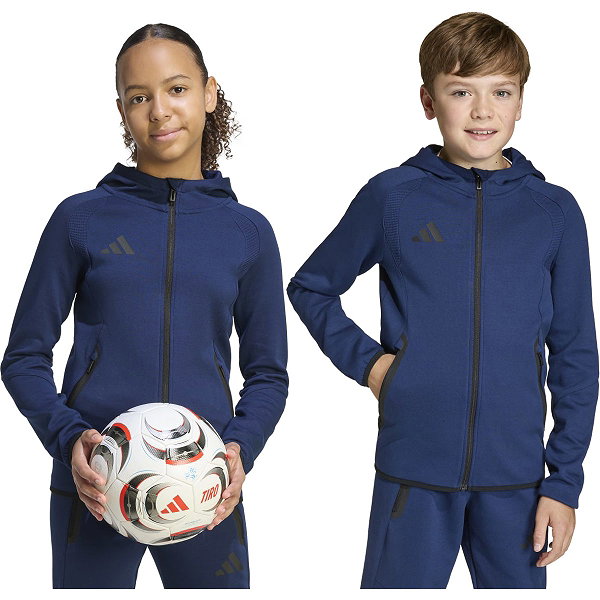 Adidas Tiro Travel Hooded Sweat Full Zip Enfants - Marine