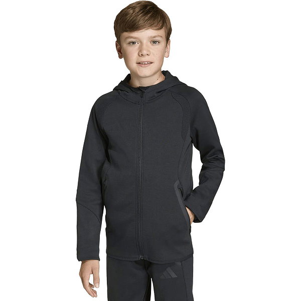 Adidas Tiro Travel Hooded Sweat Full Zip Enfants - Noir