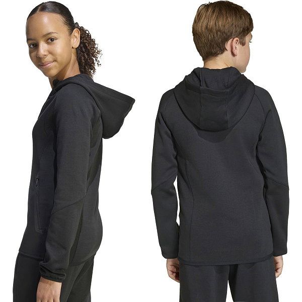 Adidas Tiro Travel Hooded Sweat Full Zip Enfants - Noir
