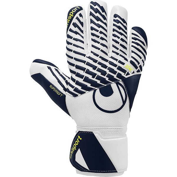Uhlsport Fangmaschine Supersoft Hn Gants De Gardien - Blanc / Marine / Jaune Fluo