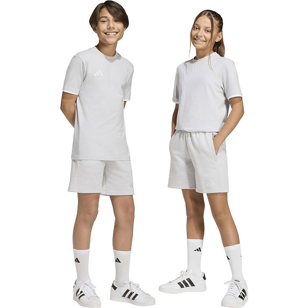 Adidas Entrada 26 Short Sweat Enfants - Gris Clair / Blanc