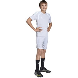 Présentation: Adidas Tiro 26 Short D'entraînement Enfants - Gris Clair / Blanc