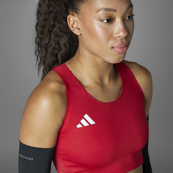 Adidas Adizero Essentials Aeroready Crop Débardeur Femmes - Rouge / Blanc