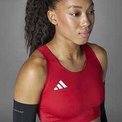 Présentation: Adidas Adizero Essentials Aeroready Crop Débardeur Femmes - Rouge / Blanc
