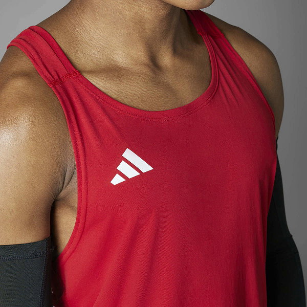 Adidas Adizero Essentials Aeroready Lauf-Tanktop Herren - Rot / Weiß