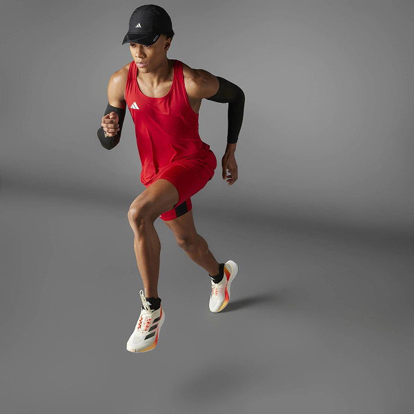 Adidas Adizero Essentials Aeroready Lauf-Tanktop Herren - Rot / Weiß