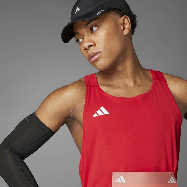 Adidas Adizero Essentials Aeroready Lauf-Tanktop Herren - Rot / Weiß