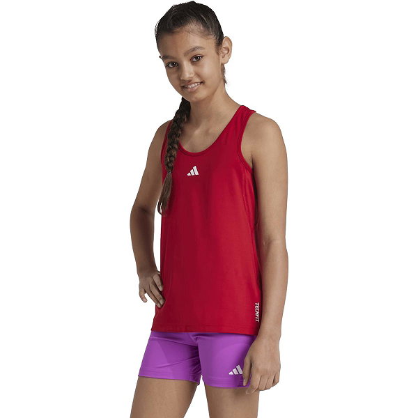 Adidas Techfit Running Singlet Enfants - Rouge / Blanc