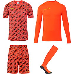 Uhlsport Progressive Set De Gardien De But Enfants - Rouge Fluo / Jaune Fluo