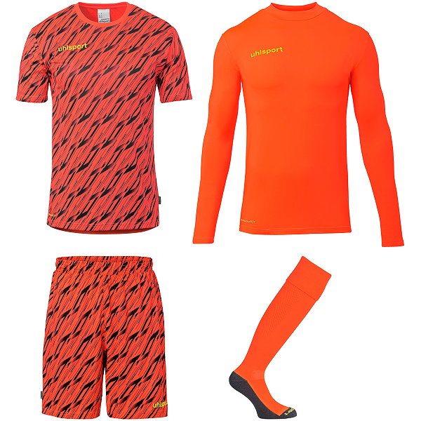 Uhlsport Progressive Set De Gardien De But Hommes - Rouge Fluo / Jaune Fluo