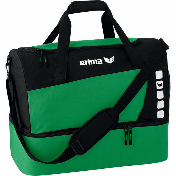 Erima Club 5 (Medium) Sac De Sport Avec Compartiment Inférieur - Vert / Noir