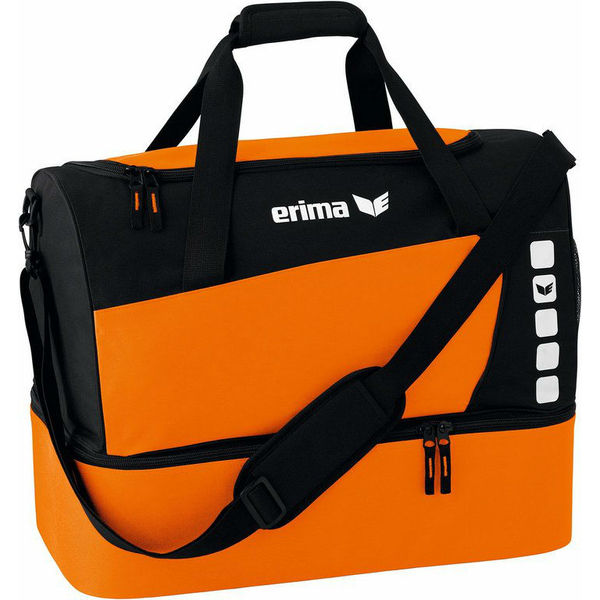 Erima Club 5 (Medium) Sac De Sport Avec Compartiment Inférieur - Orange / Noir