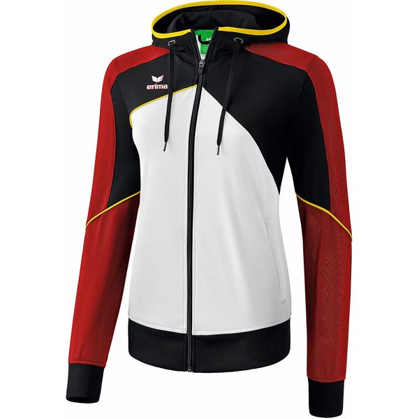 Erima Premium One 2.0 Trainingsjack Met Capuchon Dames Wit - Zwart Rood - Geel | Teamswear