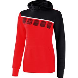 Erima 5-C Sweatshirt Met Capuchon Dames - Rood / Zwart / Wit
