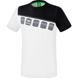 Erima 5-C T-Shirt Heren - Wit / Zwart / Donkergrijs