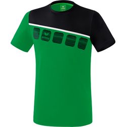 Erima 5-C T-Shirt Heren - Smaragd / Zwart / Wit
